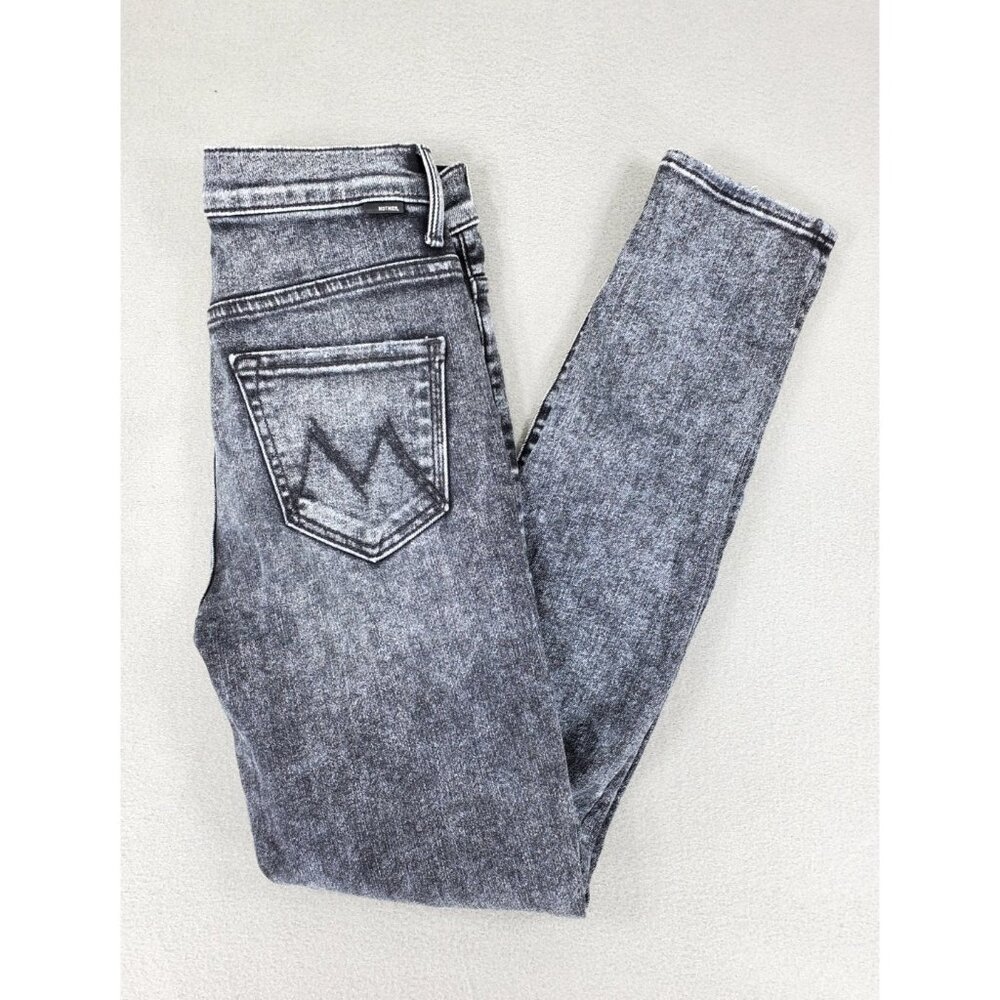 Mother Stunner Jeans Womens 25 Train Stops Faded Black Button Fly Stretch Skinny